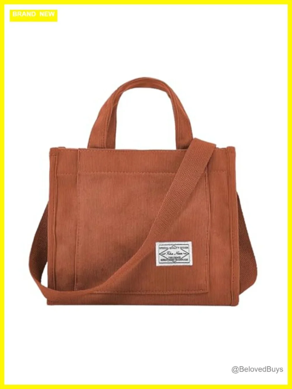 Corduroy Crossbody Tote Bag Purse Travel Work Handbag